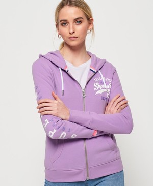 Superdry Track And Field Lightweight Cipzár Női Kapucnis Pulóver Lila | XTERY3941